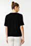 Women's V-neck Combed Cotton T-shirt with Stones Black - 6