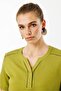 Women's Shoulder and Collar Edge Embroidered Cotton T-shirt Green - 2