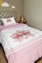 Pink Star Bow Patterned Single Quilt and Pillowcase
