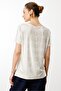 Women's V-Neck Shiny Printed Combed Cotton T-Shirt White - 3