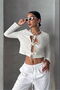 Front Tie Cotton Embroidery Blouse - Cream Jb 2514568987