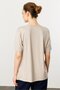 Women's Crew Neck Stone Printed Combed Cotton T-Shirt Beige - 3