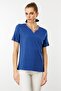 Women's T-Shirt with Slit Collar and Embroidery, Indigo