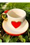24 Carat Gold Embroidered, Heart Embossed, 100% Handmade, Gift Turkish Coffee Cup
