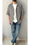 New Season Summer Short Sleeve Linen Cotton Textured Single Pocket Men's Shirt. - 4