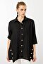 Women's Three Quarter Sleeve Linen Shirt Black