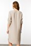 Women's Crew Neck Front Embroidered Dress Beige - 4
