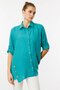Women's Three Quarter Sleeve Linen Shirt Green - 3