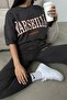 Marseille Printed T-Shirt Sweatpants Jogger - Anthracite Bottom Top Set Oversize Crew Neck - 4