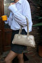 Women's Zippered Faux Leather Single Compartment Hand, Arm and Shoulder Bag - 2