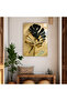 Hari̇kabi̇rev | Gold-Green Palm Leaf Themed Tempered Unbreakable Glass Table | Tmtekli̇