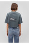 Snoopy Printed Gray T-Shirt Crop / Short Cut 1612865-80889 - 4