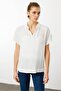 Women's Polo Collar Low Sleeve Shirt Ecru - 5