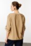 Women's Open Collar Collar Ethnic Embroidered Shirt Stone - 4