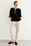 Women's Open Collar Collar Ethnic Embroidered Shirt Black - 2
