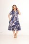 Plus Size V-Neck Short Sleeve Skirt Pleated Stylish Combed Viscose Midi Length Dress - 9