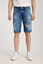 100% Cotton Light Blue Denim Shorts with Ripped Detail
