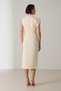 Cream One Shoulder Detailed Full Fit Long Dress - 5