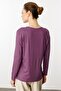 Women's Embroidered Long Sleeve Combed Cotton Blouse Lilac - 5