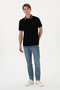 Men's Regular Fit Polo Collar Black Basic T-Shirt 50305989-VR046 - 5
