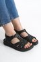 Matilda Marlowe Black Daily Anatomical Orthopedic Vegan Leather Comfortable Sole Women's Slippers Sandals