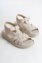 Ravora Beige Daily Anatomical Orthopedic Vegan Leather Comfortable Sole Women's Slippers Sandals