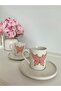 Set of 2 Porcelain Coffee Finn Cups with Butterfly Figure, 4 Pieces 100ml - 4