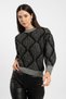 Women's Vita-188 Game Crew Neck Knitwear Sweater Black - 3