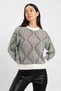 Women's Vita-188 Game Crew Neck Knitwear Sweater Gray - 4