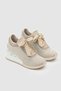 Zenna Beige Suede Crystal Stone Women's High Sole Sports Shoes - 6