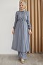 Long Tunic and Trousers Brow Gray Suit - 5