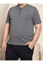 Men's Anthracite Wide Fit 100% Cotton Short Sleeve Pajama Set with Pockets Plus Size - 2