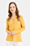 Women's Shoulder and Collar Needle Embroidered Cotton Blouse Mustard - 5