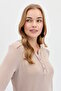 Women's Shoulder and Collar Needle Embroidered Cotton Blouse Mink - 7