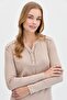 Women's Shoulder and Collar Needle Embroidered Cotton Blouse Mink