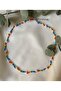 Rainbow Color Sand Beaded Flower Necklace