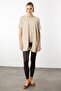 Women's Square Knitted Long Knitwear Vest Beige - 5