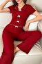 Cotton Burgundy Bow Detailed Frilly Pajama Set - 3
