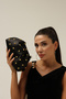 Black Women's Satin Gold Stone Clutch Evening Dress Bag - 4