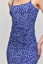 Strappy Midi Length Summer Dress with Left Side Shirring and Slit