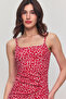 Strappy Midi Length Summer Dress with Left Side Shirring and Slit - 7