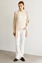 Women's Perforated Araboy Summer Knitwear Cardigan Beige - 4