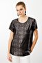 Women's Crew Neck Low Sleeve T-Shirt Black