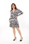 Women's Plus Size Black Wraped Collar Long Sleeve Dress 65N37627 - 7