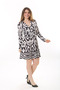 Women's Plus Size Black Wraped Collar Long Sleeve Dress 65N37627