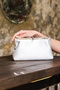 Women's Silver Satin Evening Dress Portfolio Clutch Evening Bag with Stone Detail Accessories - 4