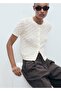 Short-Sleeved Openwork Knitted Cardigan - 8