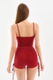 High Waist Shorts with Piping on the Sides Gathered Mini Front Ring Crop Set - 7
