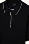 Slim Fit Slim Fit Short Sleeve Ribbed Camisole Half Zip Black Polo T-Shirt D3948Ax25Sm - 8