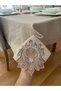 Laceless Dowry Living Room Tablecloth with French Lace and Pico Wrap Detail
